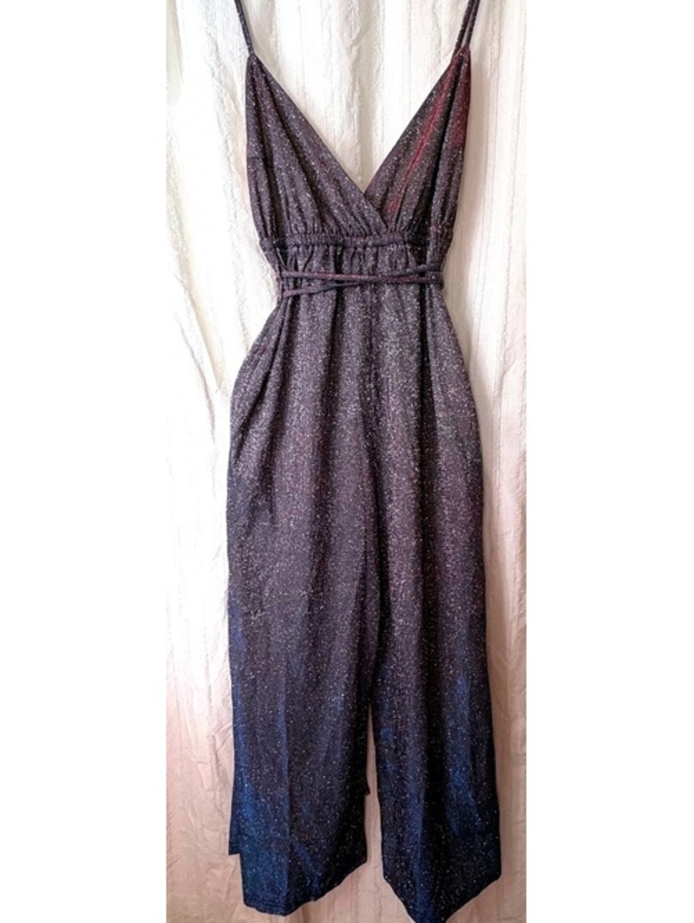 NWT Sans Souci Metallic Sparkle Sleeveless Jumpsuit M  #disco #rave #festival